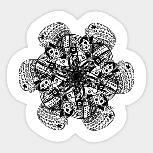 Trendy stylish black color print mandala. Hand drawn illustration. Posters and Art Prints Sticker